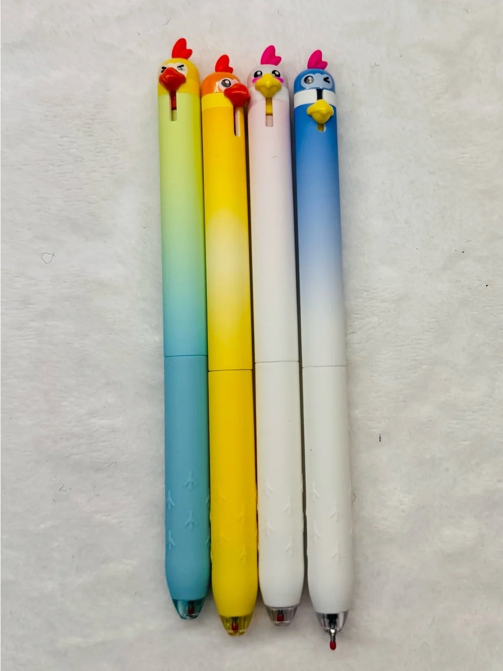 Cute Chicken Gel Pen Set of 4 Black Ink Kawaii Stationery Pastel